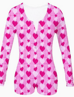 Onesie Pajamas-Pink Hearts